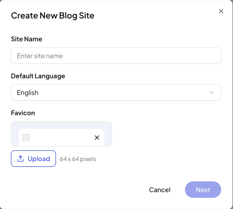 Create a new blog site